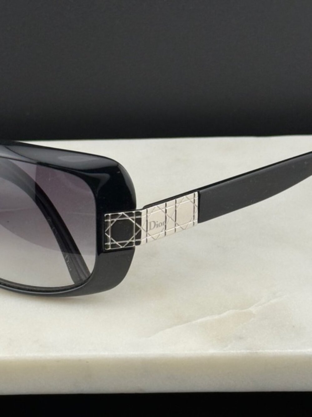 Vintage Christian Dior Cannage Sunglasses,Black Gradient Lens, Full Set w/case
